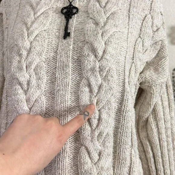 90s preppy girly grunge chunky knit cropped mock neck sweater - Picture 6 of 6